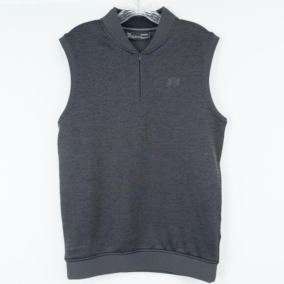 Under Armour Coldgear Storm Fleece 1/4 Zip Sweater Vest Mens Small Charcoal Golf - Picture 1 of 16